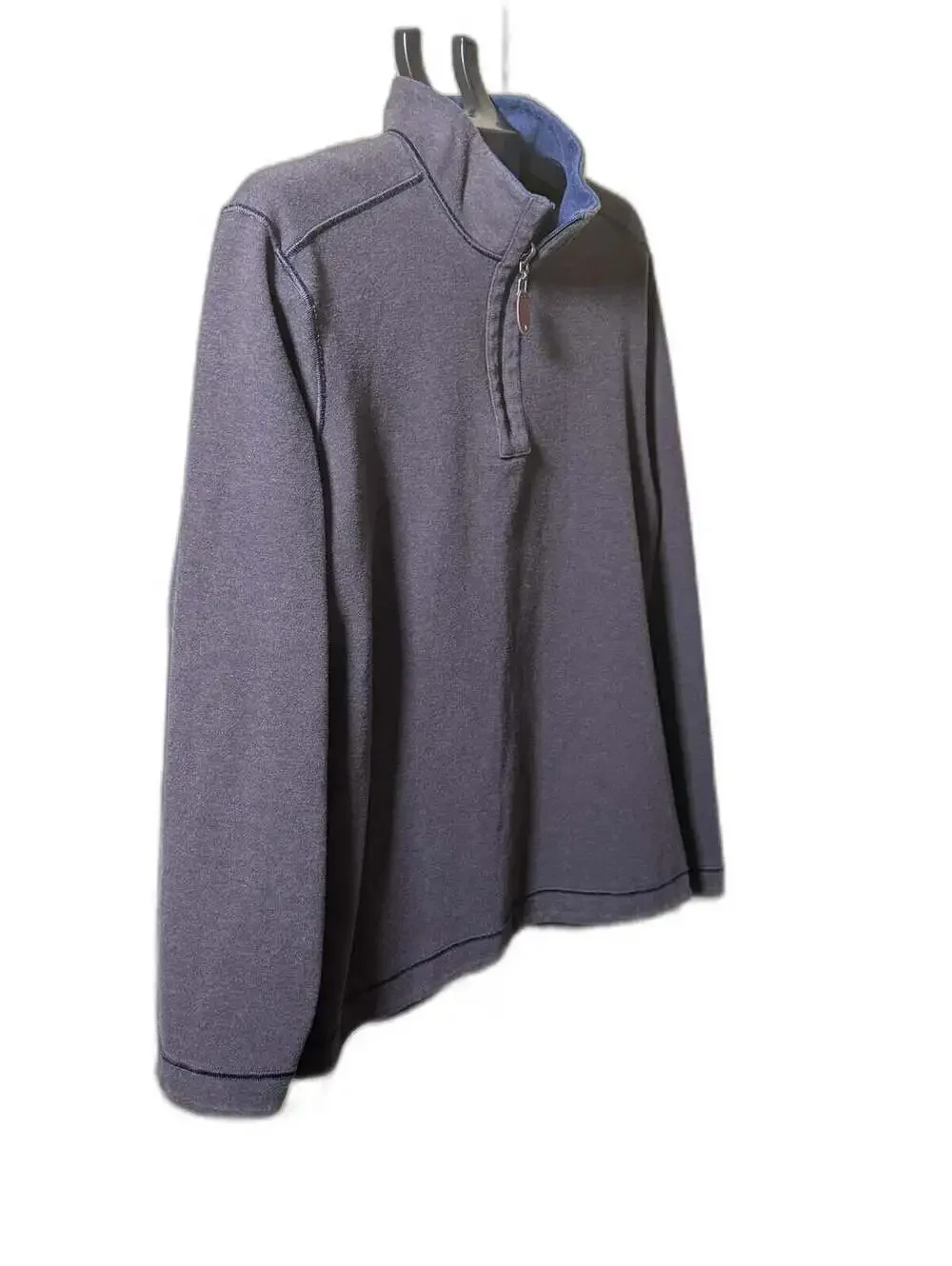 Reversible 1/4 Zip Mock Neck Sweater Mens 2XL Navy Brown